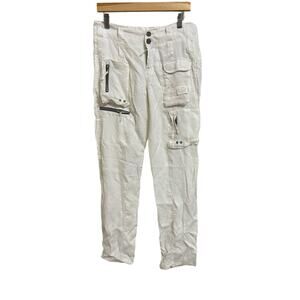 Johnny Was Pete & Greta Tyla Belted Cargo‎ Pants white size 4 NEW